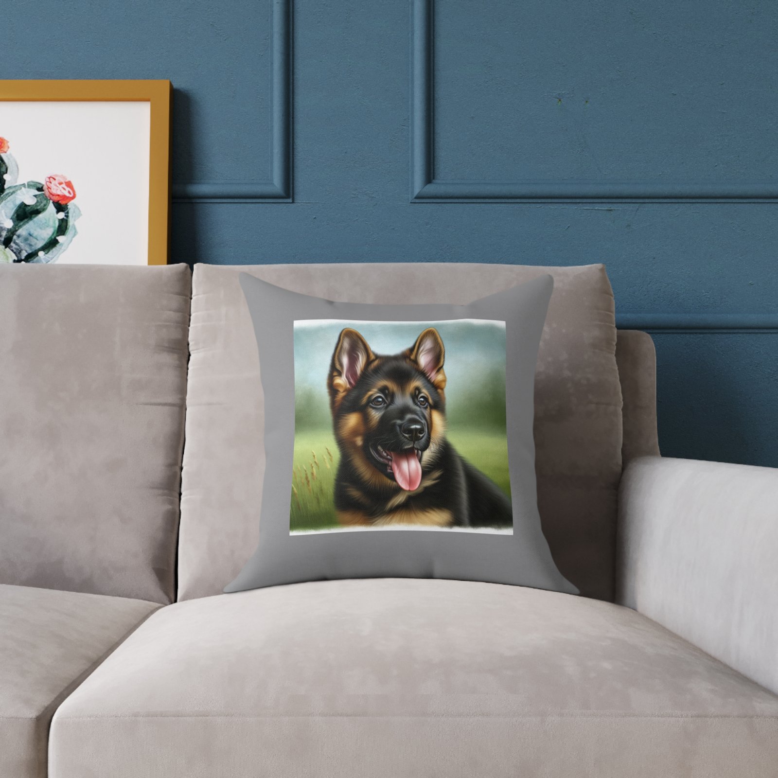 German Shephard Alsation puppy Dog Pet Cushion 08 Square Poly Canvas Pillow 08 - Image 3