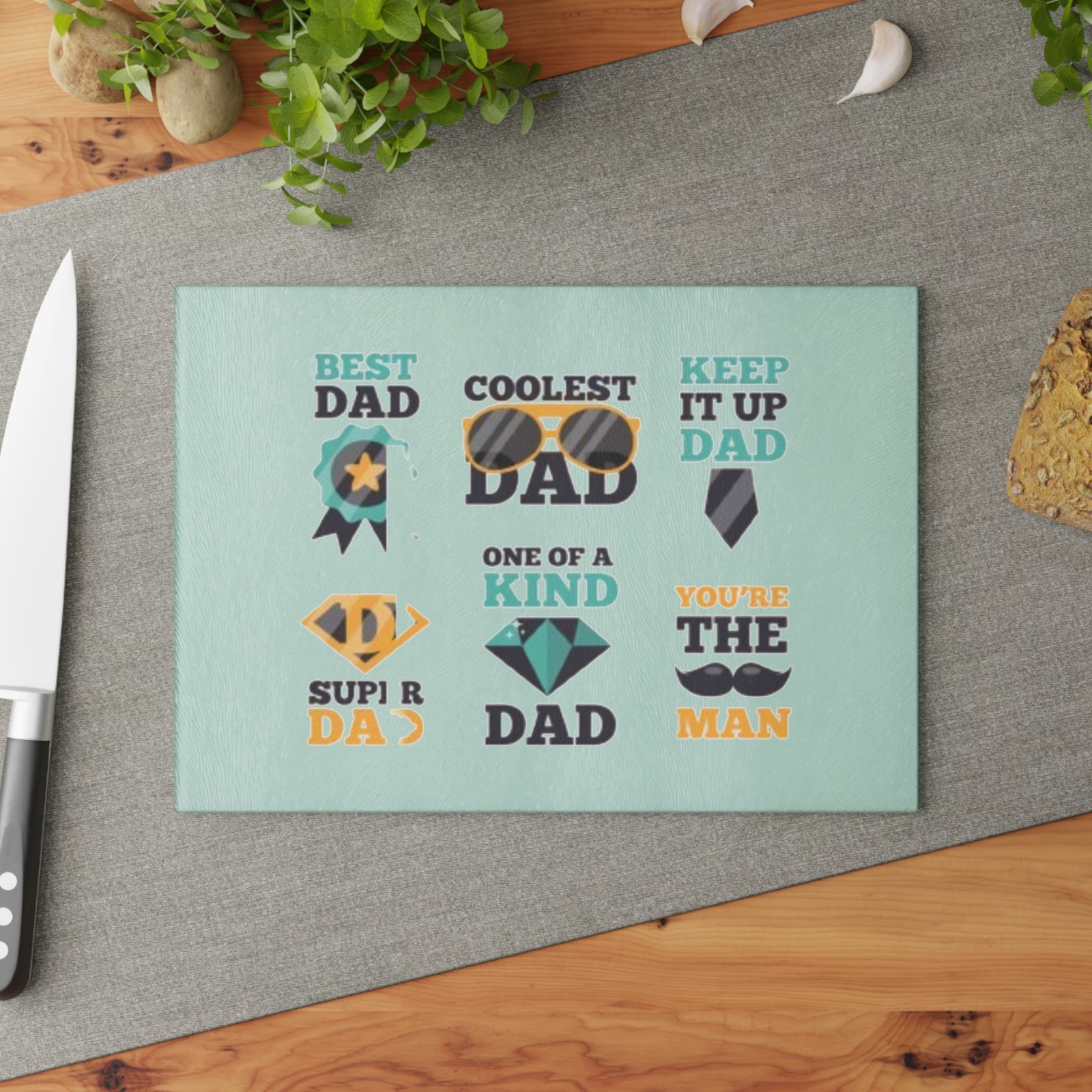 Best Dad Glass Cutting Board - Unique Kitchen Decor, Perfect Gift for Chefs, Home Cooks, and Housewarmings, Ideal for Birthdays or Holidays - Image 4