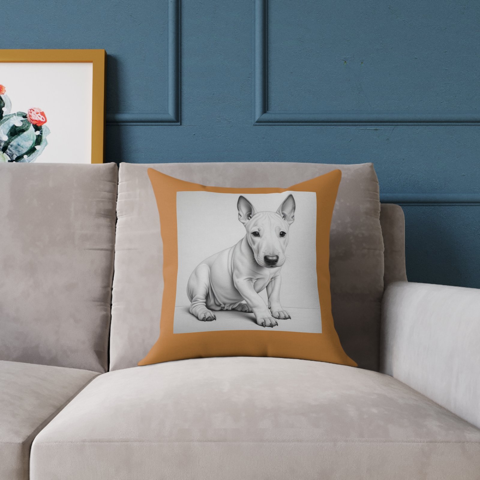 English Bull Terrier Square Poly Canvas Pillow - Image 3