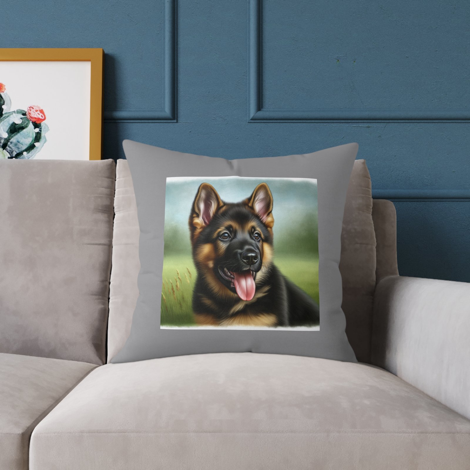 German Shephard Alsation puppy Dog Pet Cushion 08 Square Poly Canvas Pillow 08 - Image 11