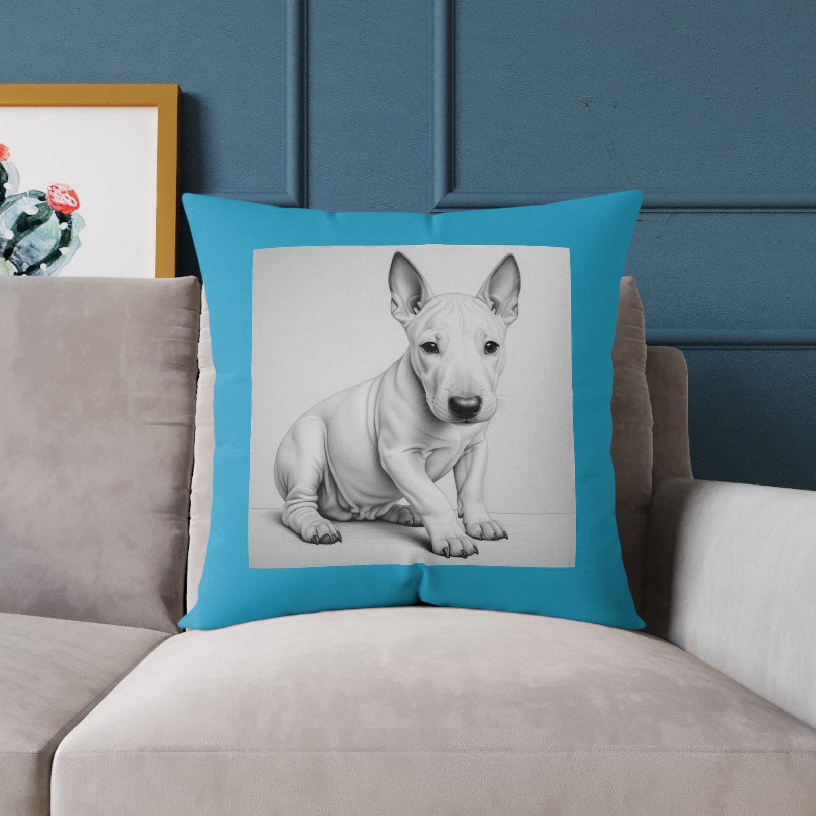 English Bull Terrier Square Poly Canvas Pillow - Image 15