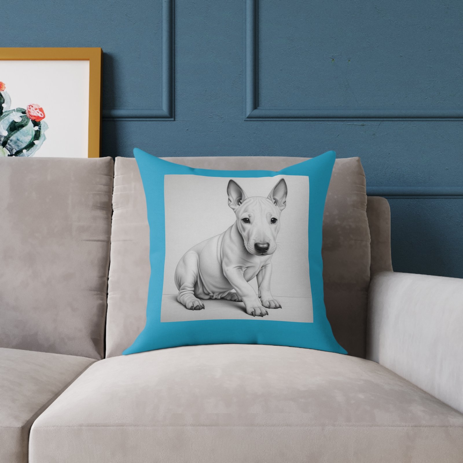 English Bull Terrier Square Poly Canvas Pillow - Image 7