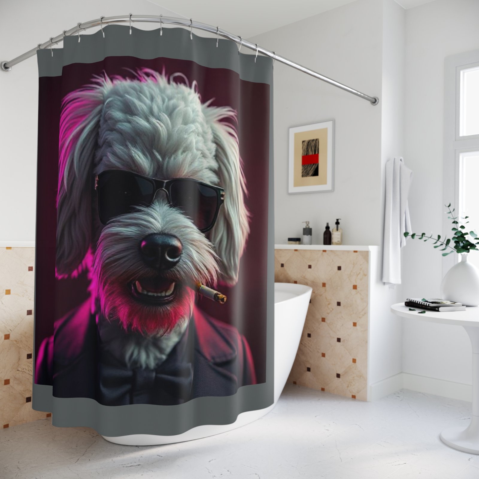 Pet Dog Lover Funny Shower Curtain | Cozy Pet Decor, Dog Lover Gift, Rustic Bathroom Accessory, Home Decoration - Image 4