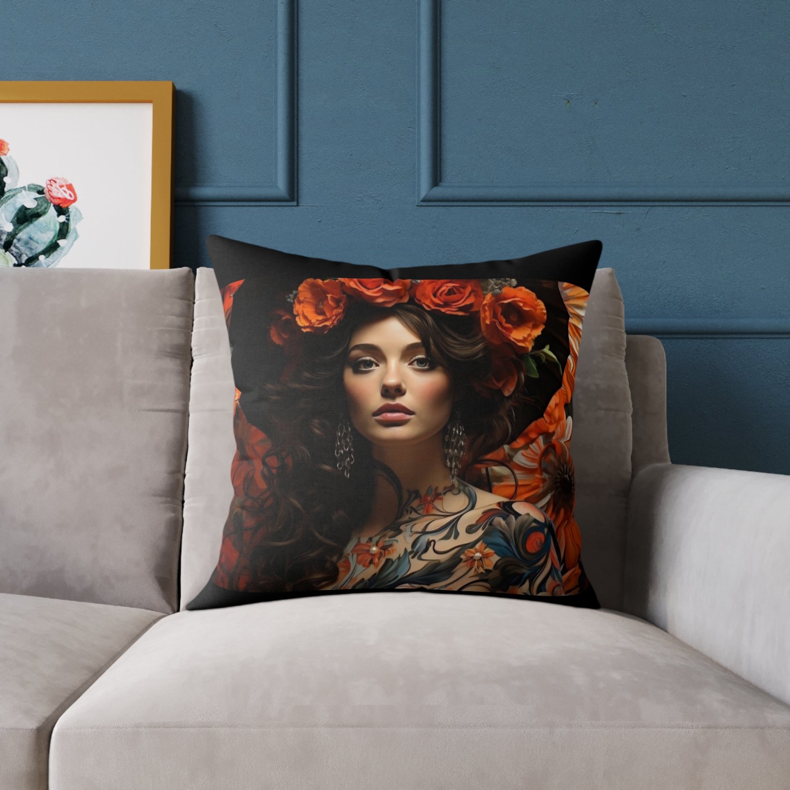 Soo Subdued Print Square Poly Canvas Pillow - Image 11