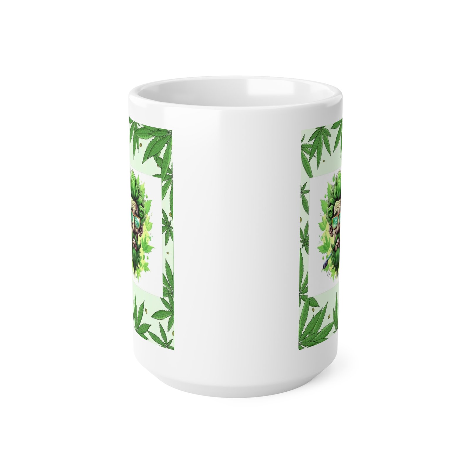 Cannabis Leaves Print Ceramic Coffee Cups, 11oz, 15oz - Image 5