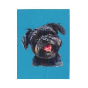 Terrier Dog Custom Dog Portrait Velveteen Plush Blanket | Cozy Pet Lover Gift