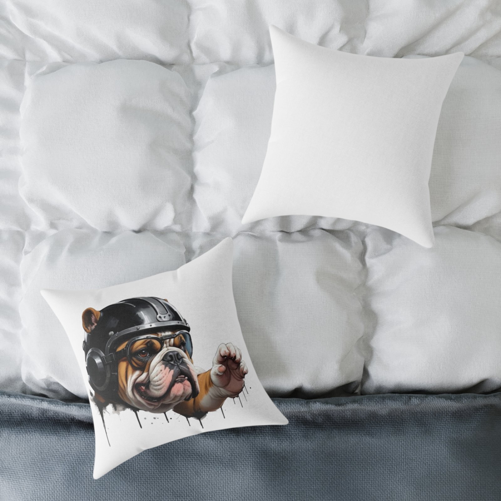 Flight Of The Bulldog Square Poly Canvas Pillow - Image 8