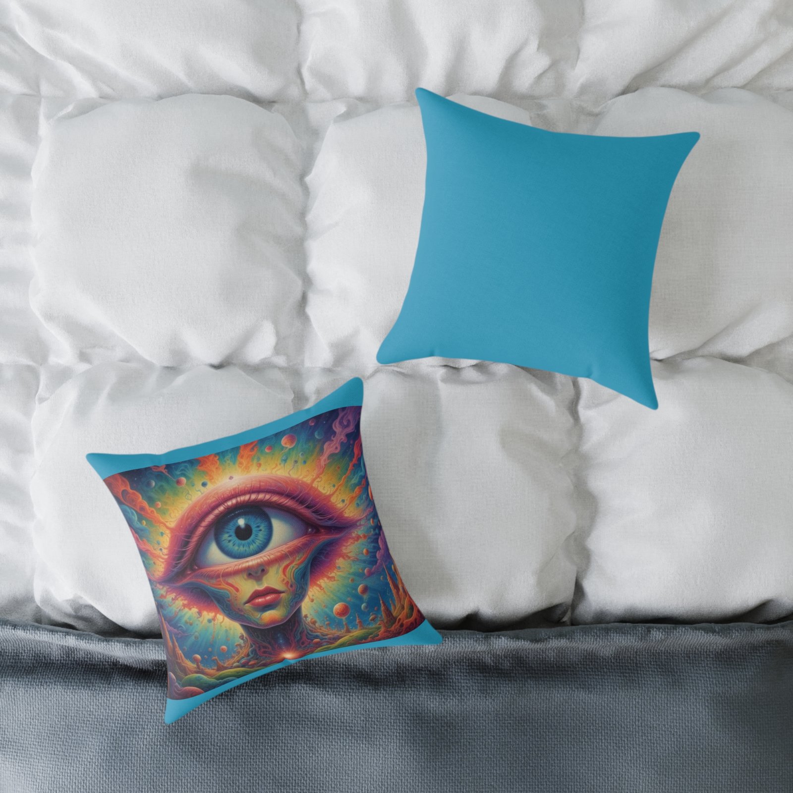 Psychadelic Square Poly Canvas Pillow - Image 4