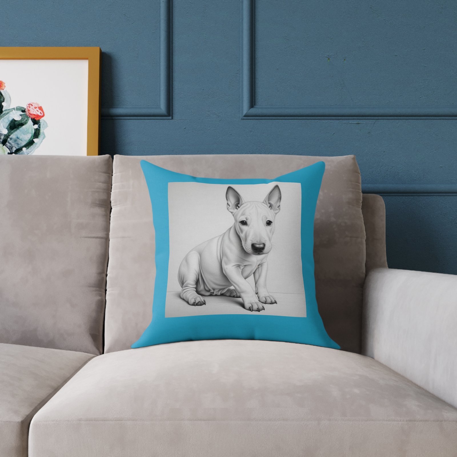 English Bull Terrier Square Poly Canvas Pillow - Image 3