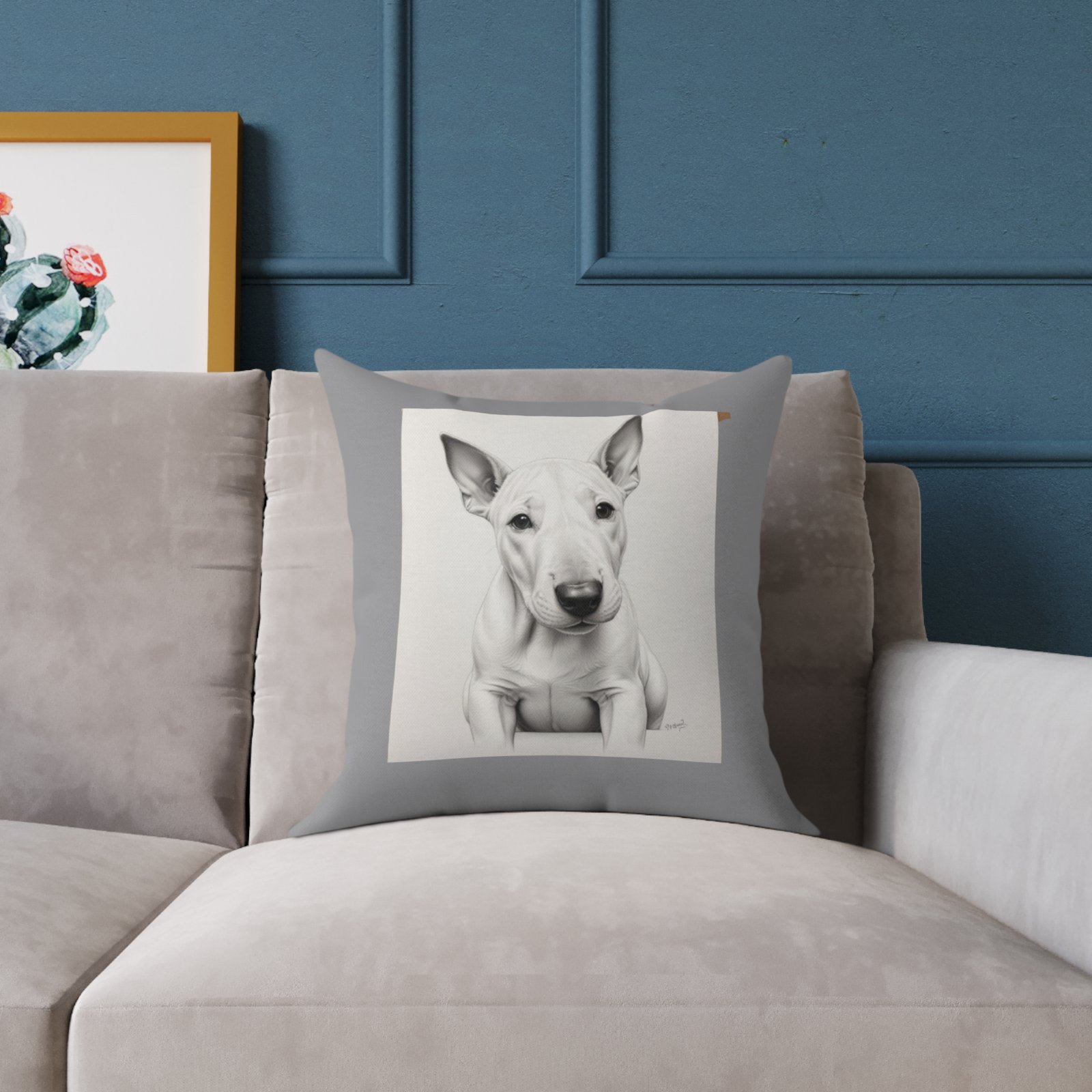 English Bull Terrier Square Poly Canvas Pillow - Image 7