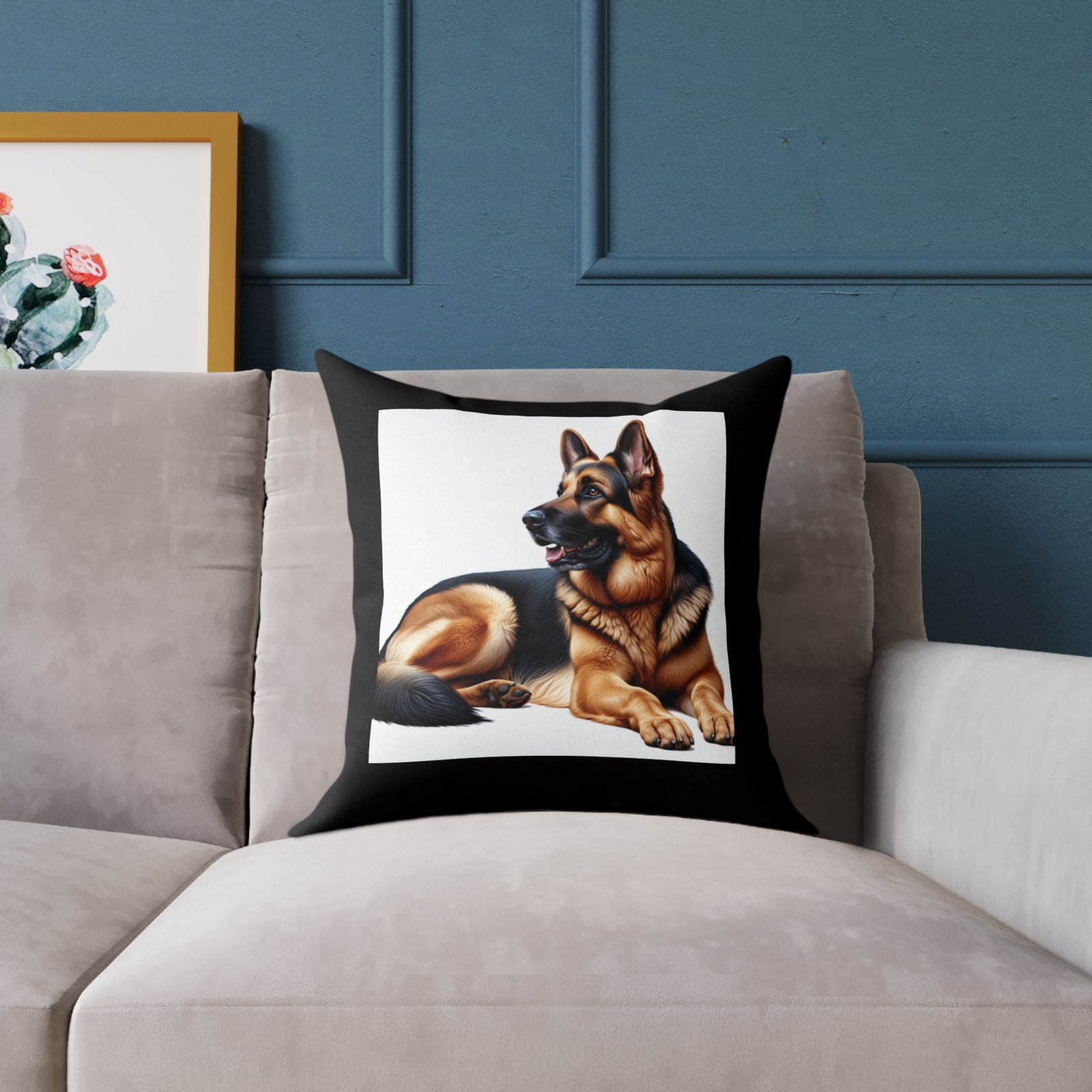 German Shephard Alsation puppy Pet Dog Cushion 08 Square Poly Canvas Pillow 08 - Image 7