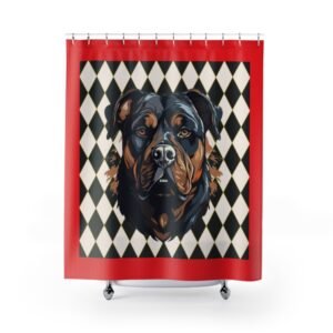 Rottweiler Shower Curtain | Cozy Pet Decor, Dog Lover Gift, Rustic Bathroom Accessory, Home Decoration