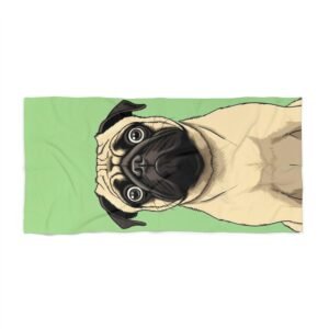 Pug Beach Towel, Dog Lover Gift, Beach Day Essential, Summer Accessory, Stained Glass Art Towel