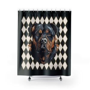 Rottweiler Shower Curtain | Cozy Pet Decor, Dog Lover Gift, Rustic Bathroom Accessory, Home Decoration