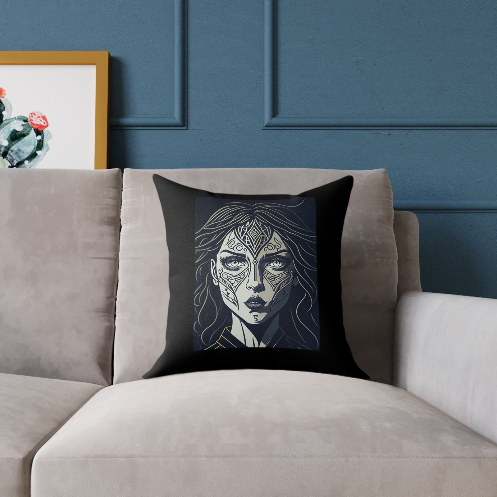 Subdued Print Square Poly Canvas Pillow - Image 3