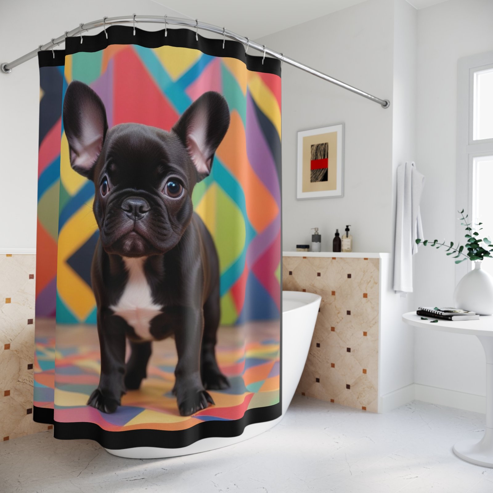 Shower Curtains Dog Bull Dog - Image 4