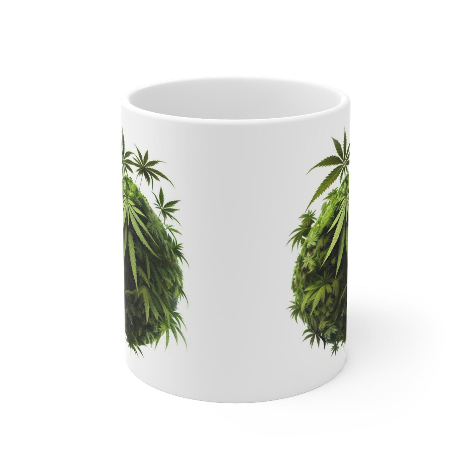 Cannabis Leaves Print Ceramic Coffee Cups, 11oz, 15oz