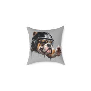 Flight Of The Bulldog Square Poly Canvas Pillow