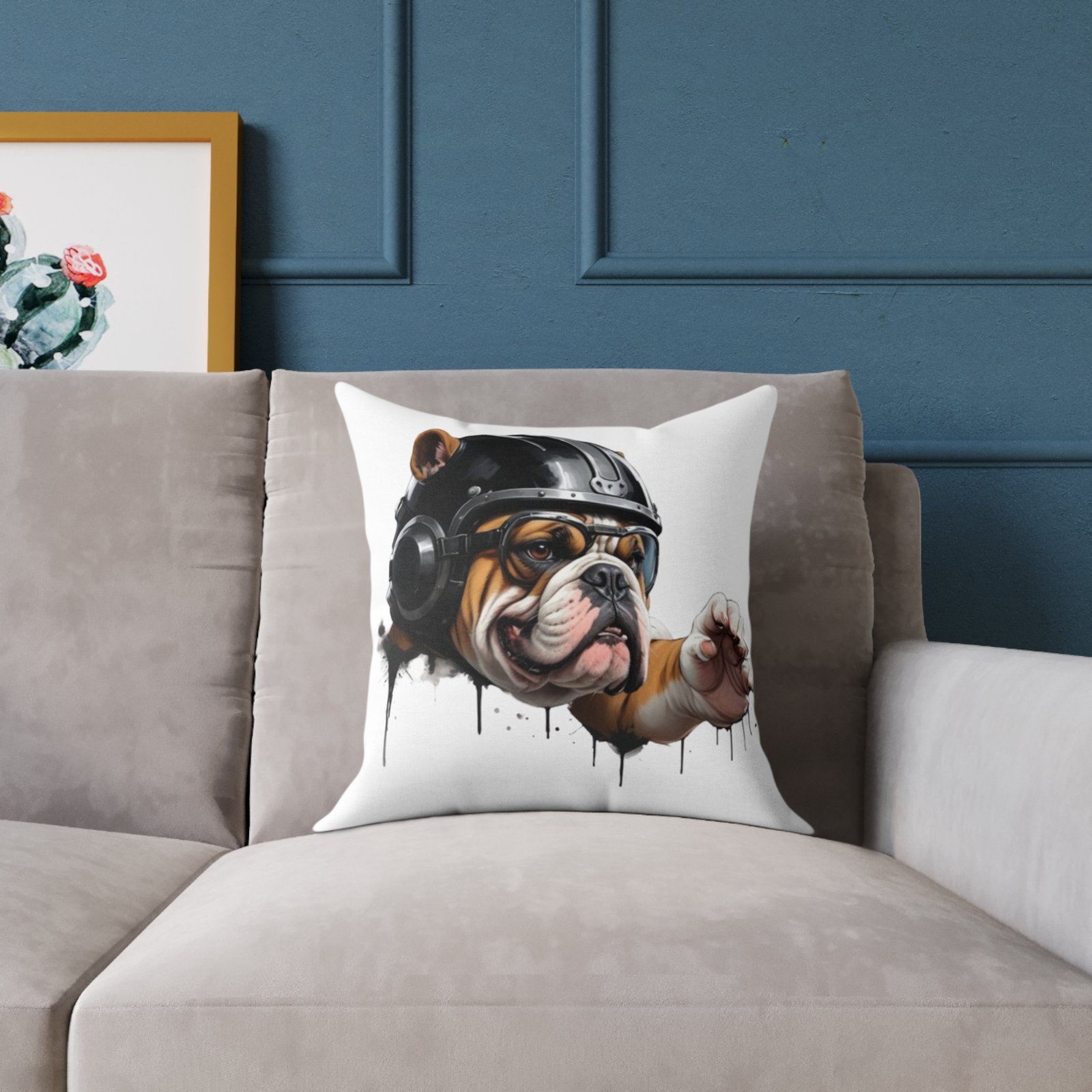 Flight Of The Bulldog Square Poly Canvas Pillow - Image 3