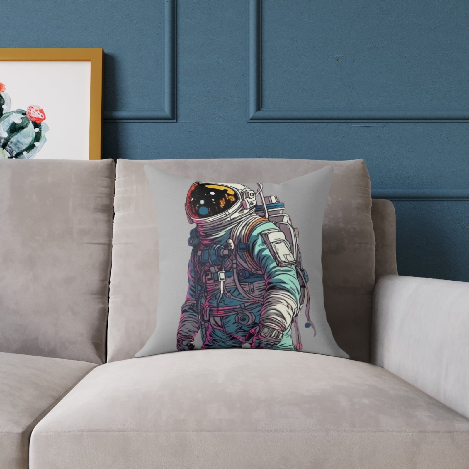 Astronaut Square Poly Canvas Pillow - Image 3