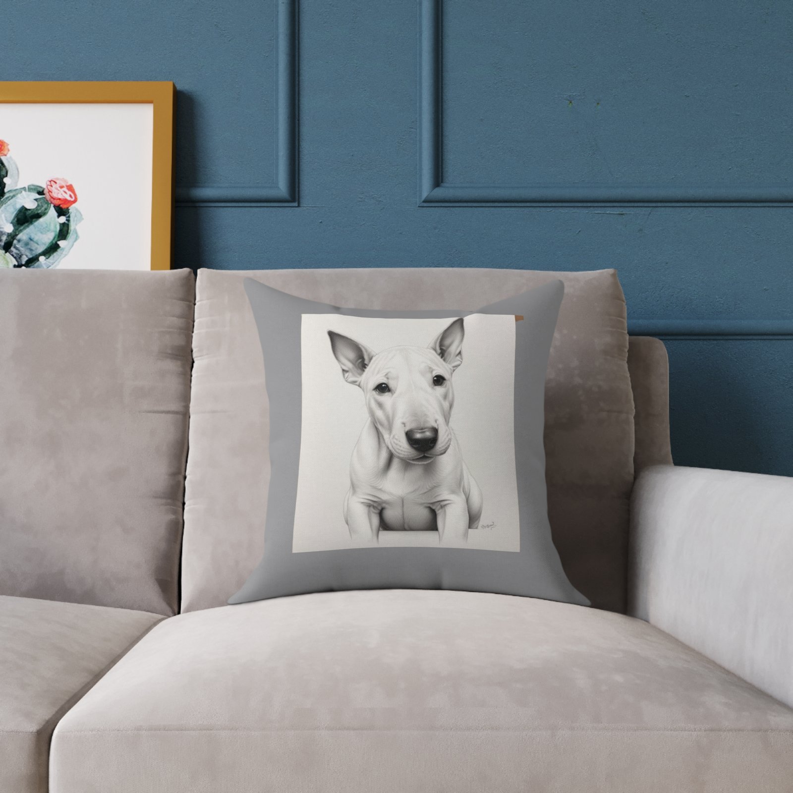 English Bull Terrier Square Poly Canvas Pillow - Image 3