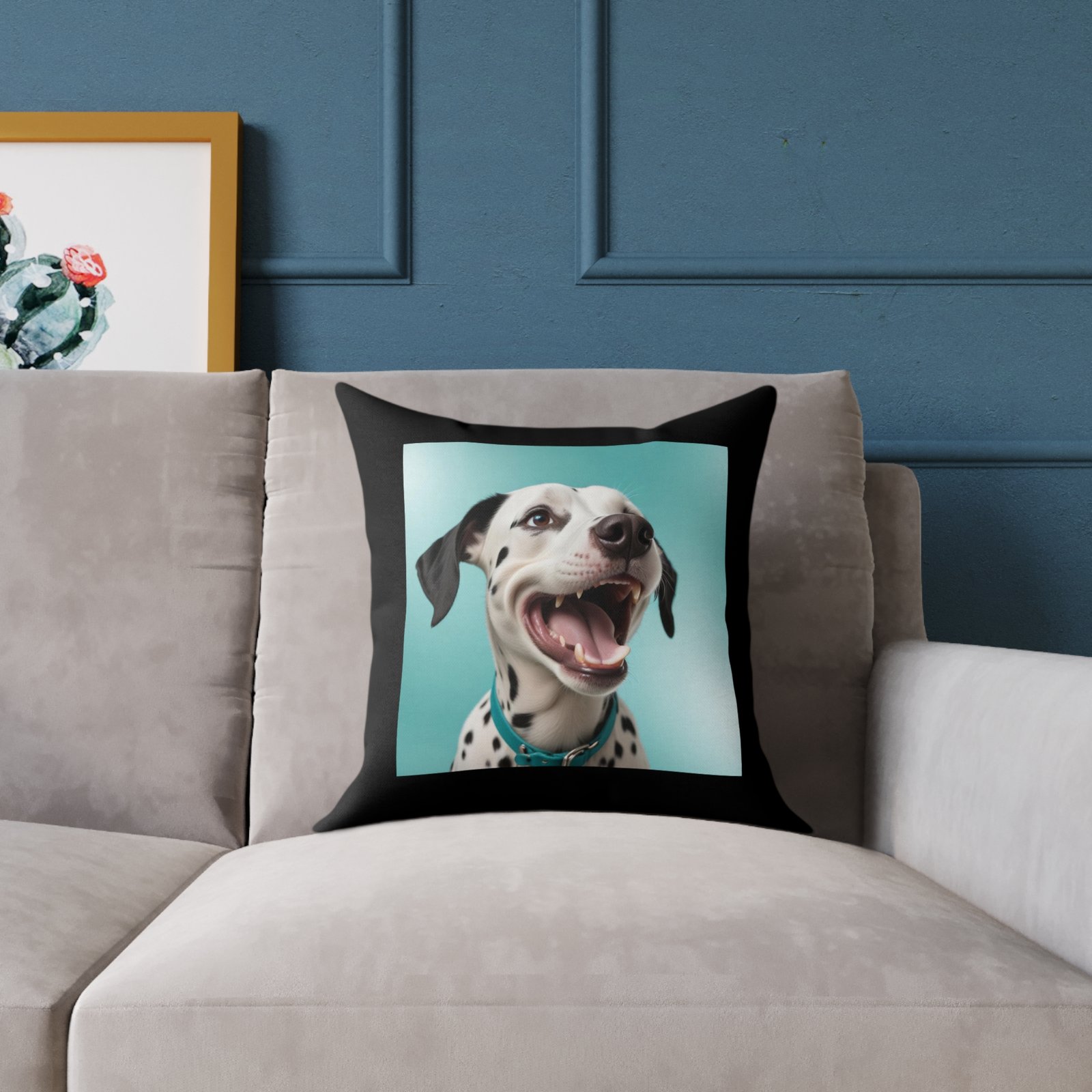 Pet Puppy Dog Dalmatian Square Poly Canvas Pillow Cushion 08 - Image 3