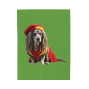 Rasta Dog Custom Dog Portrait Velveteen Plush Blanket | Cozy Pet Lover Gift