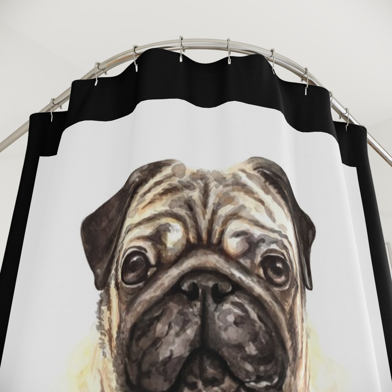 Pug Dog Lover Funny Shower Curtain | Cozy Pet Decor, Dog Lover Gift, Rustic Bathroom Accessory, Home Decoration - Image 2
