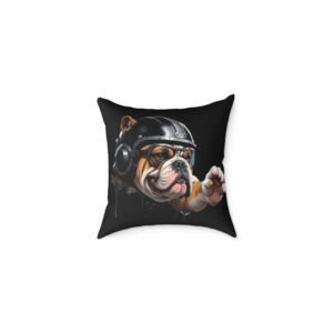 Flight Of The Bulldog Square Poly Canvas Pillow