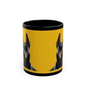 Doberman Cool Dog Mug | Coffee Cup, Dog Lover Gift, Pet Mom Mug, Unique Drinkware, Black Ceramic Cup