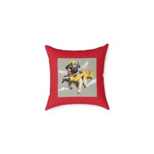 Cartoon Funny Pug pup Dog Cushion 08 Square Poly Canvas Pillow 08