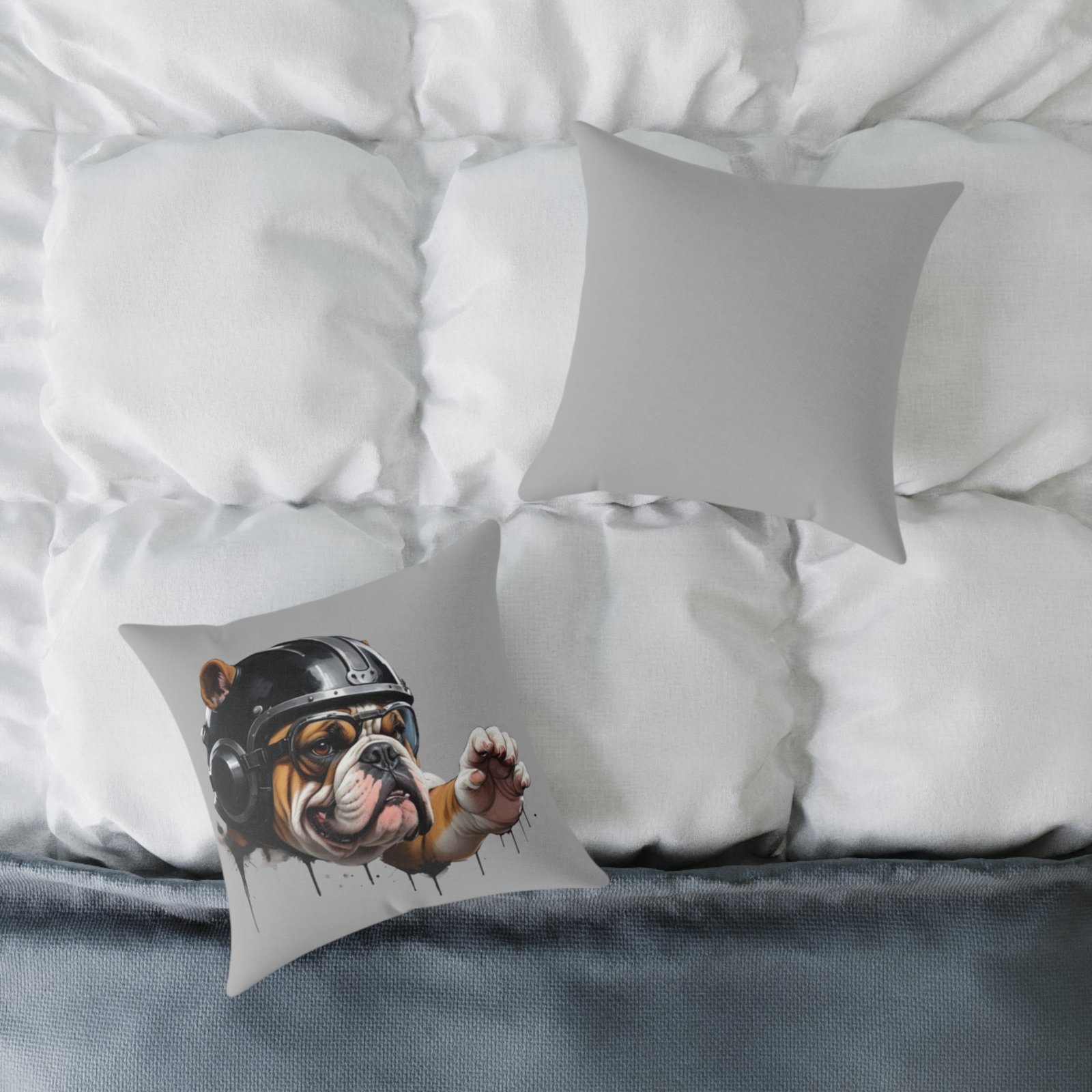 Flight Of The Bulldog Square Poly Canvas Pillow - Image 4