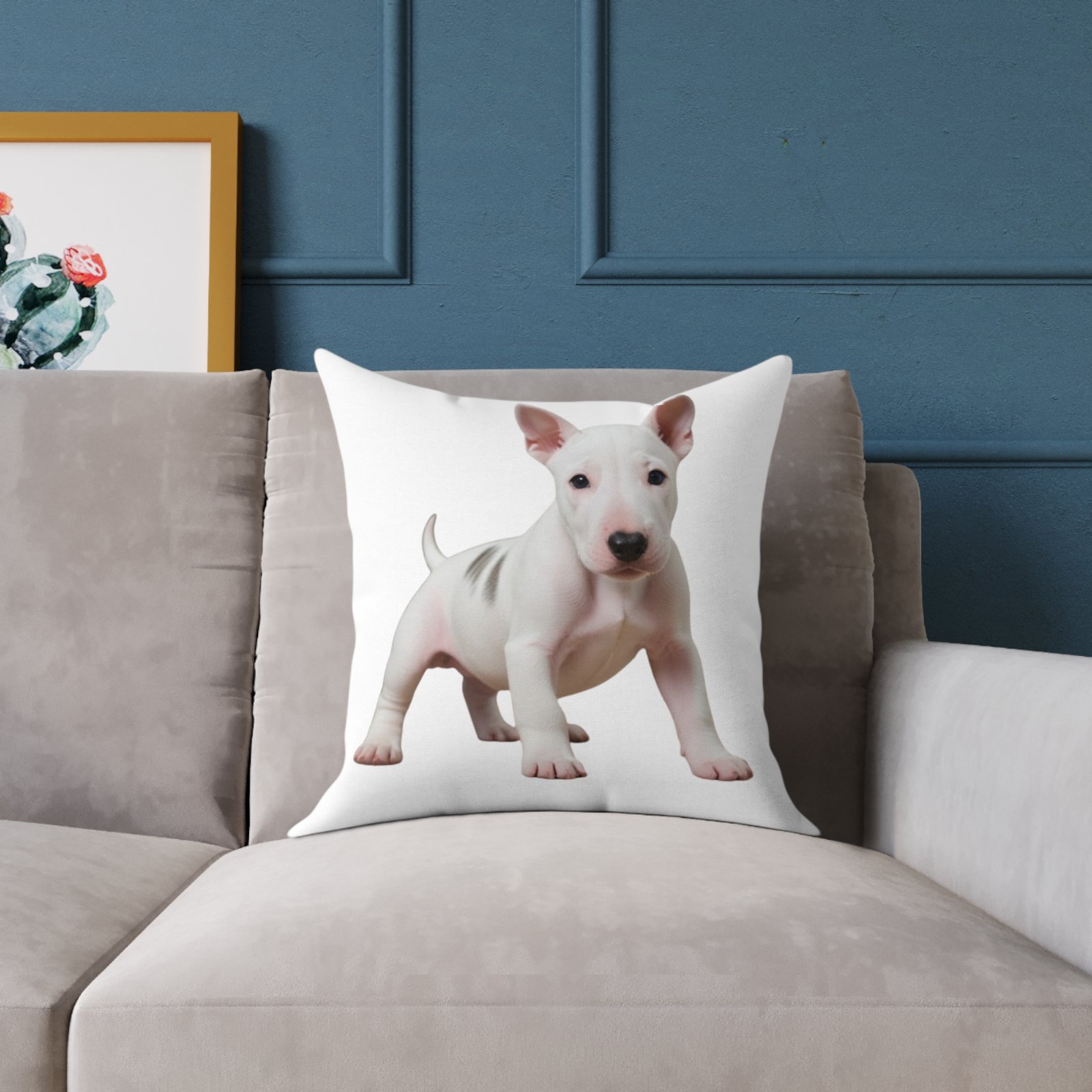 English Bull Terrier Square Poly Canvas Pillow - Image 7