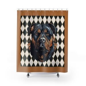 Rottweiler Shower Curtain | Cozy Pet Decor, Dog Lover Gift, Rustic Bathroom Accessory, Home Decoration