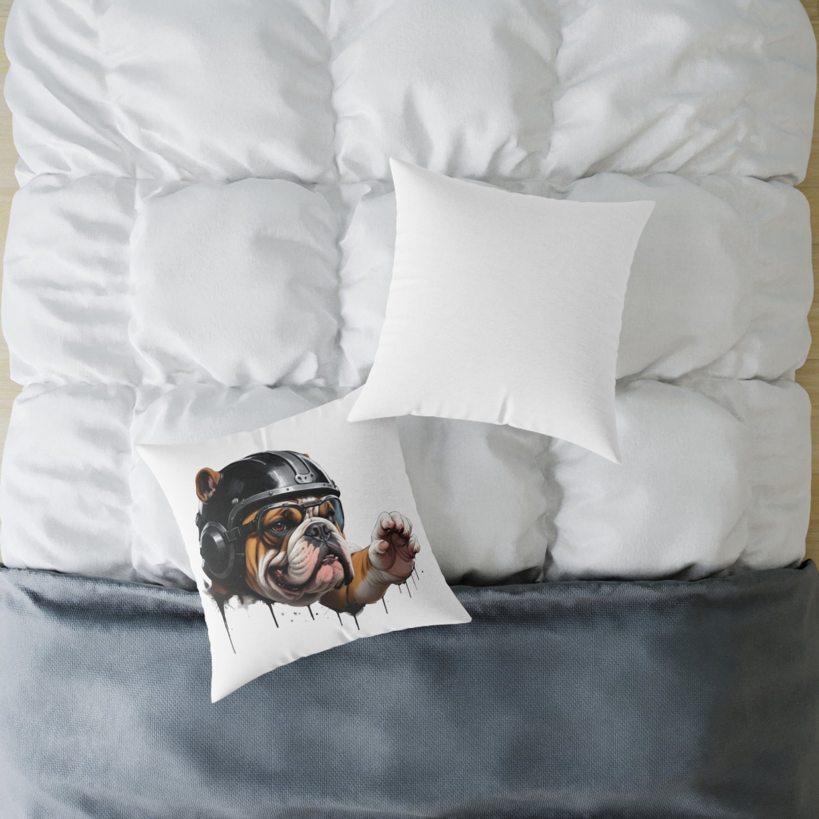 Flight Of The Bulldog Square Poly Canvas Pillow - Image 12