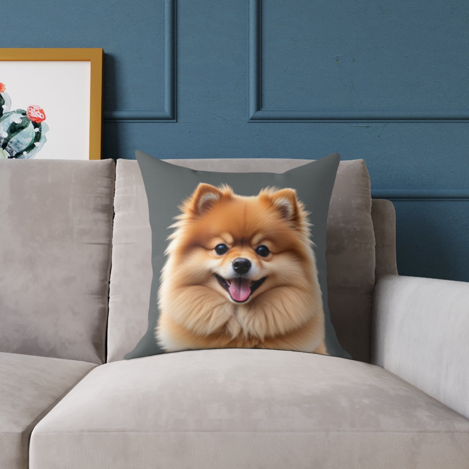 Pomeranian Dog Square Poly Canvas Pillow - Image 7