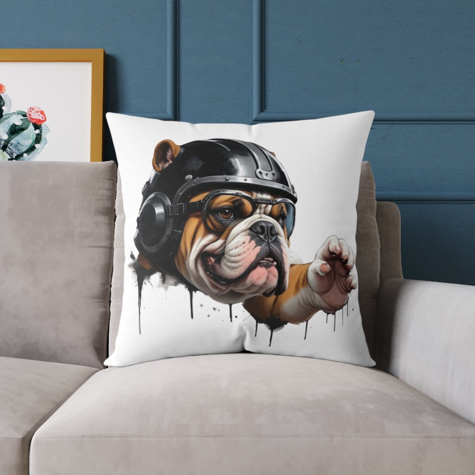 Flight Of The Bulldog Square Poly Canvas Pillow - Image 15