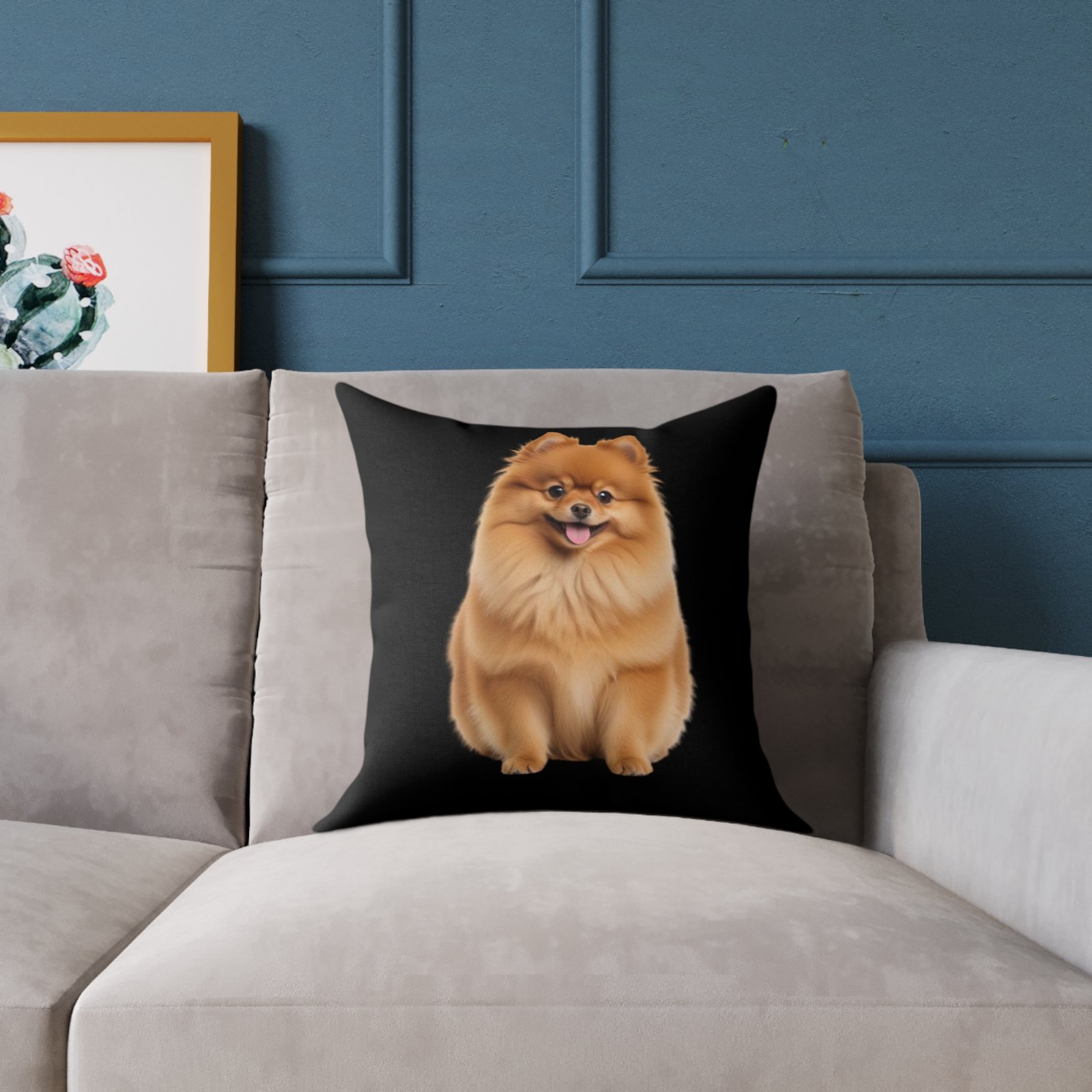 Pomeranian Dog Square Poly Canvas Pillow - Image 3