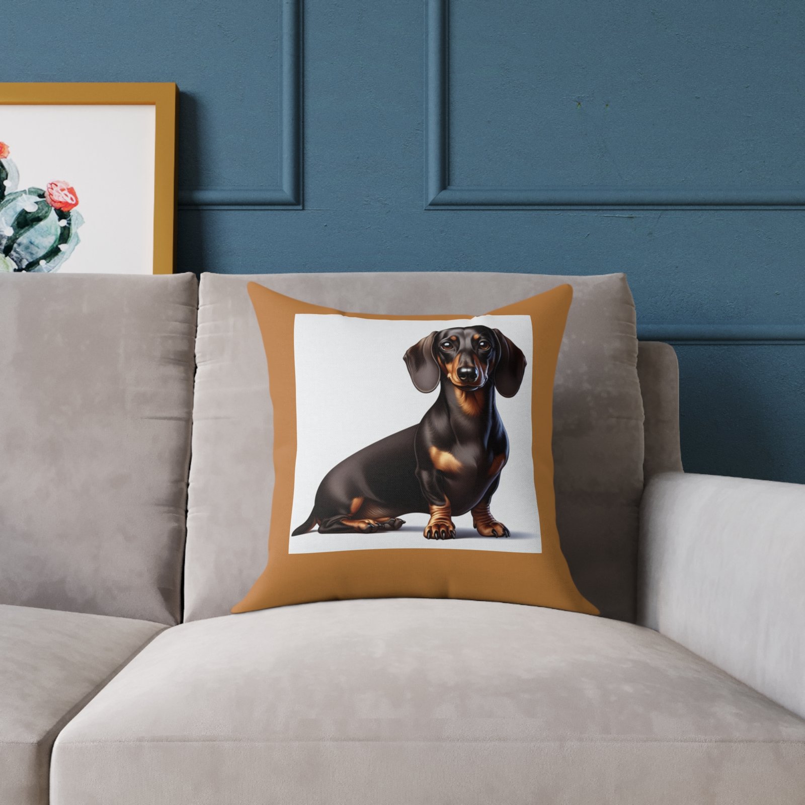 Dachund Dog Pet Puppy Cishion 08 Square Poly Canvas Pillow 08 - Image 3