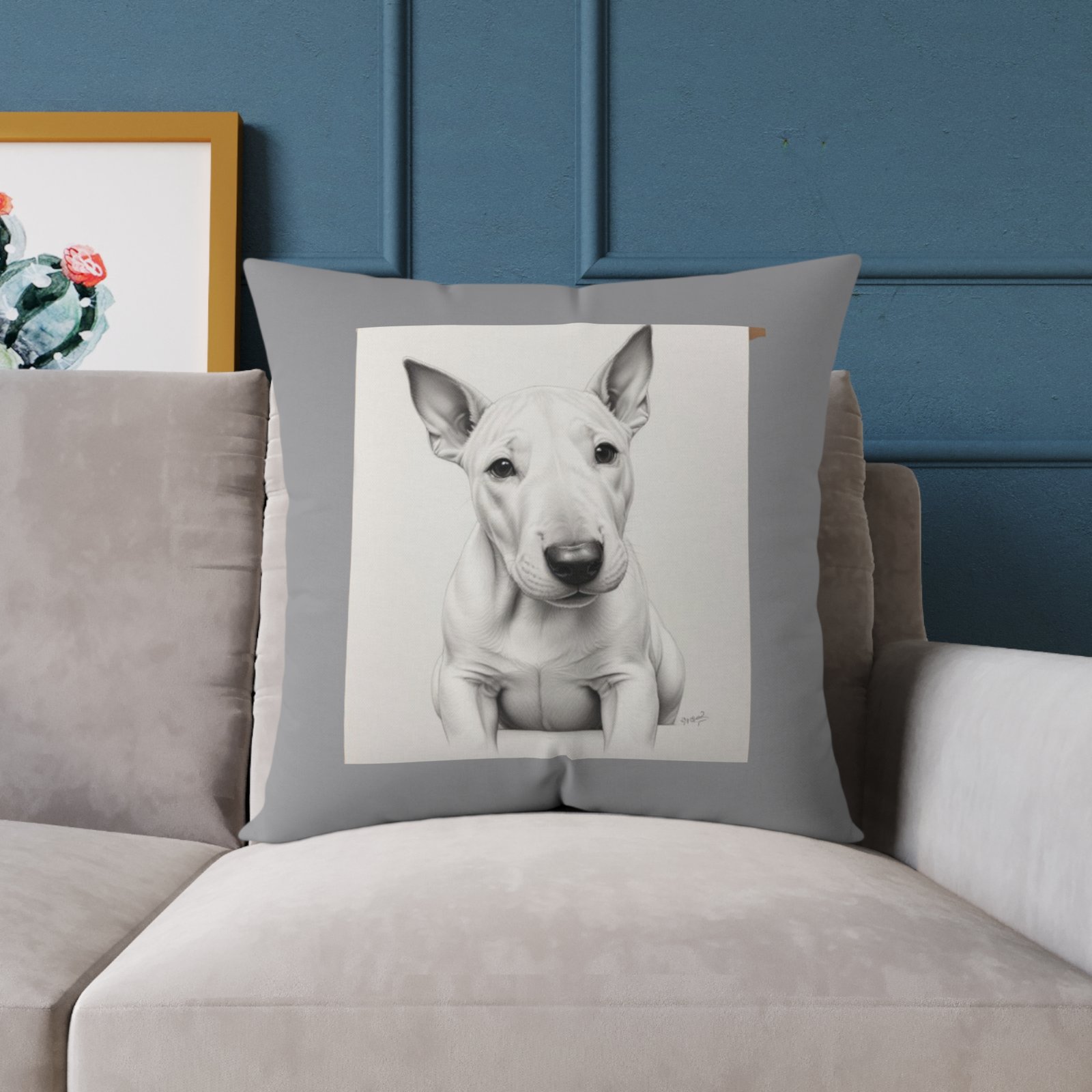English Bull Terrier Square Poly Canvas Pillow - Image 15