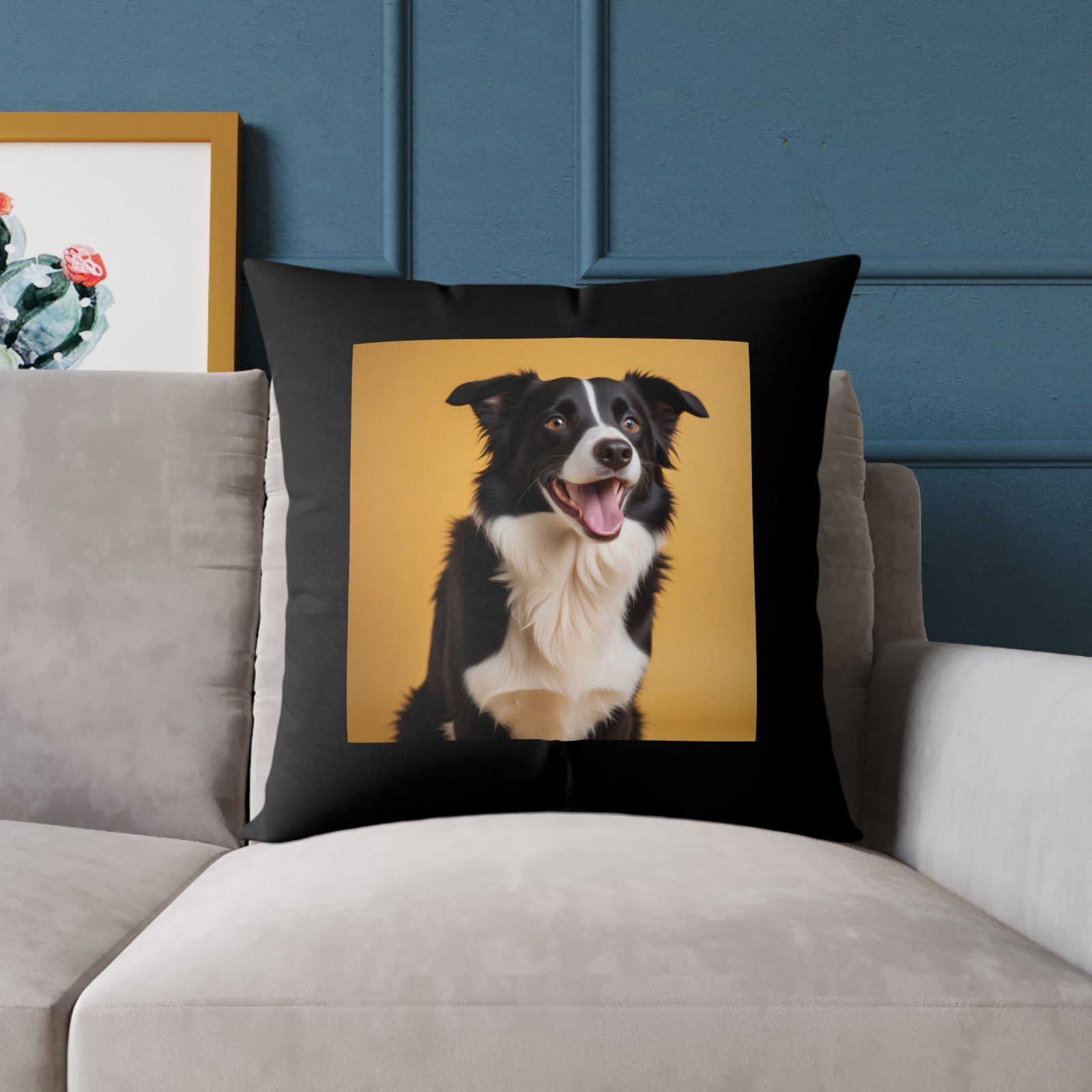 Border Collie Dog Pet Puppy Cushion .Square Poly Canvas Pillow 08 - Image 15