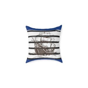 Square Pillow Ships Boats Yachts Sea Sailing Vessels Nautical Decor
