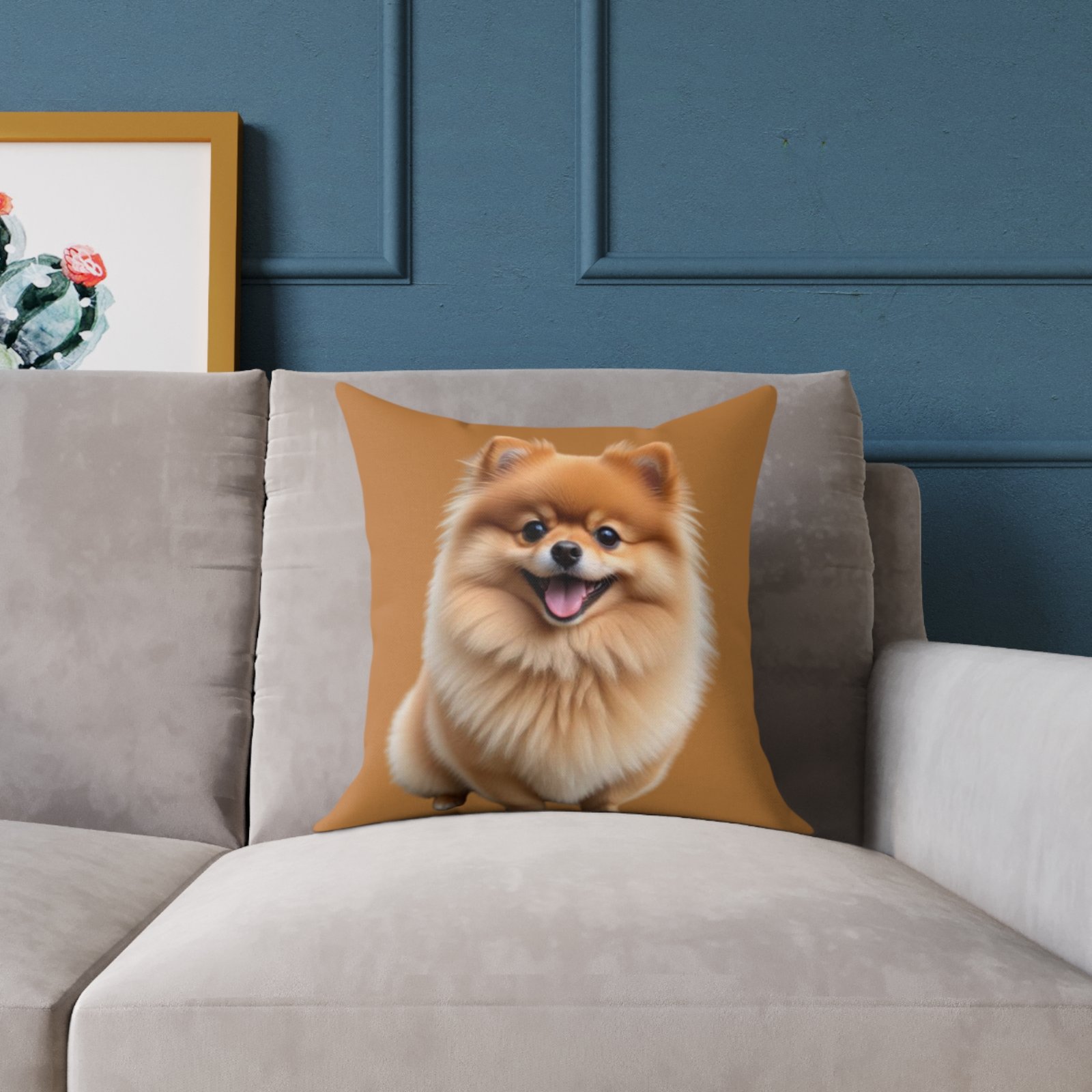 Pomeranian Dog Square Poly Canvas Pillow - Image 3
