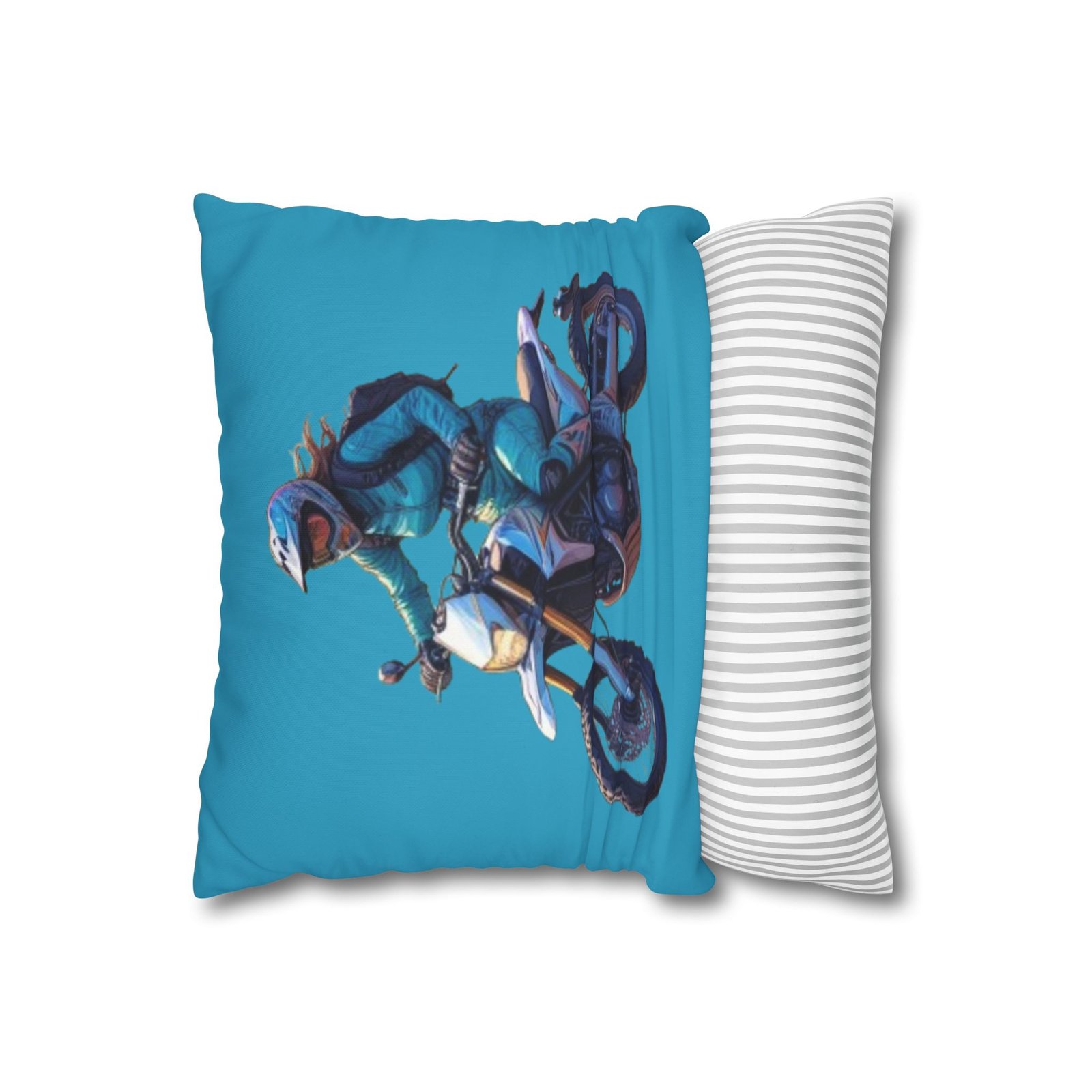 Scrambling Bikes Square Poly Canvas Pillowcase - Image 2