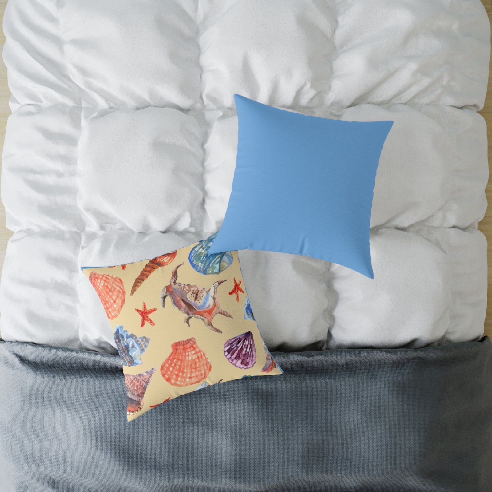Sea shells Seaside Beach Square Poly Canvas Pillow 08 - Image 12