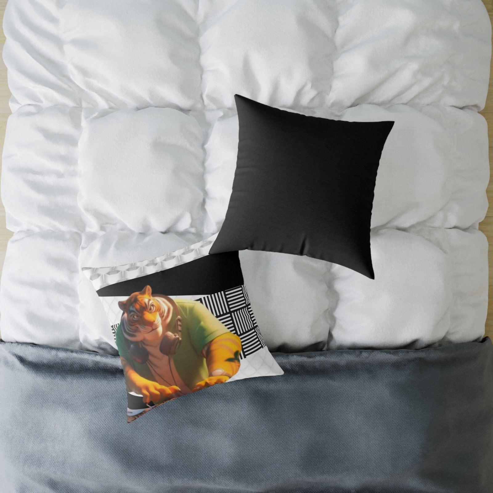 Music Dj Animal Headphones Square Poly Canvas Pillow 08 - Image 12