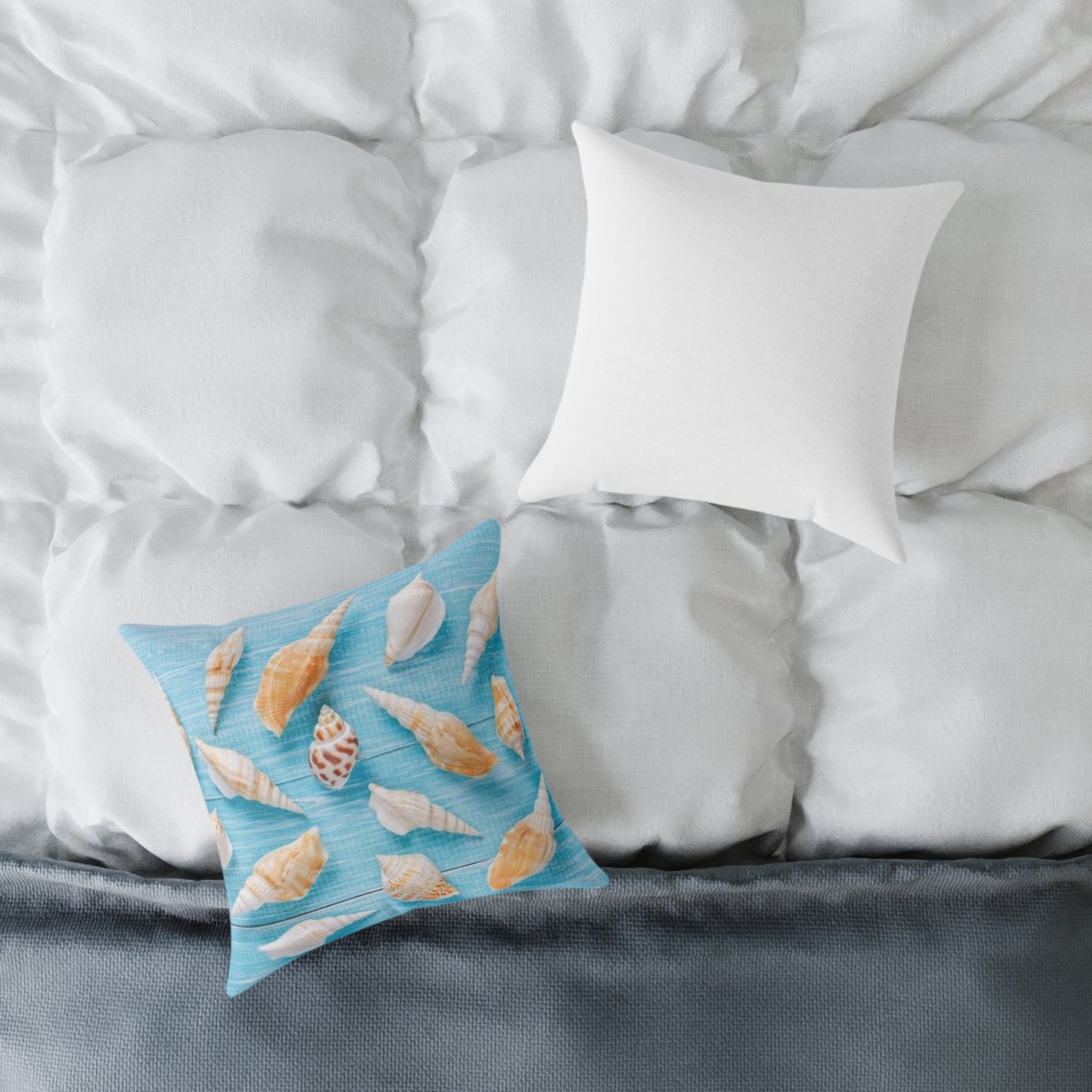 Sea shells Seaside Beach Square Poly Canvas Pillow 08 - Image 4