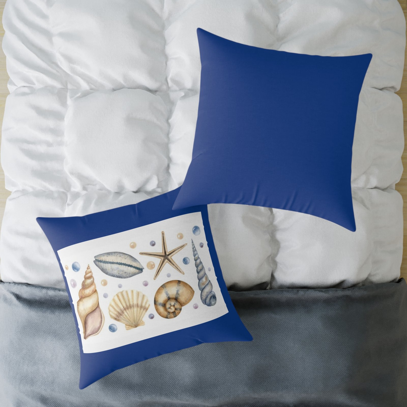 Sea shells Seaside Beach Square Poly Canvas Pillow 08 - Image 20