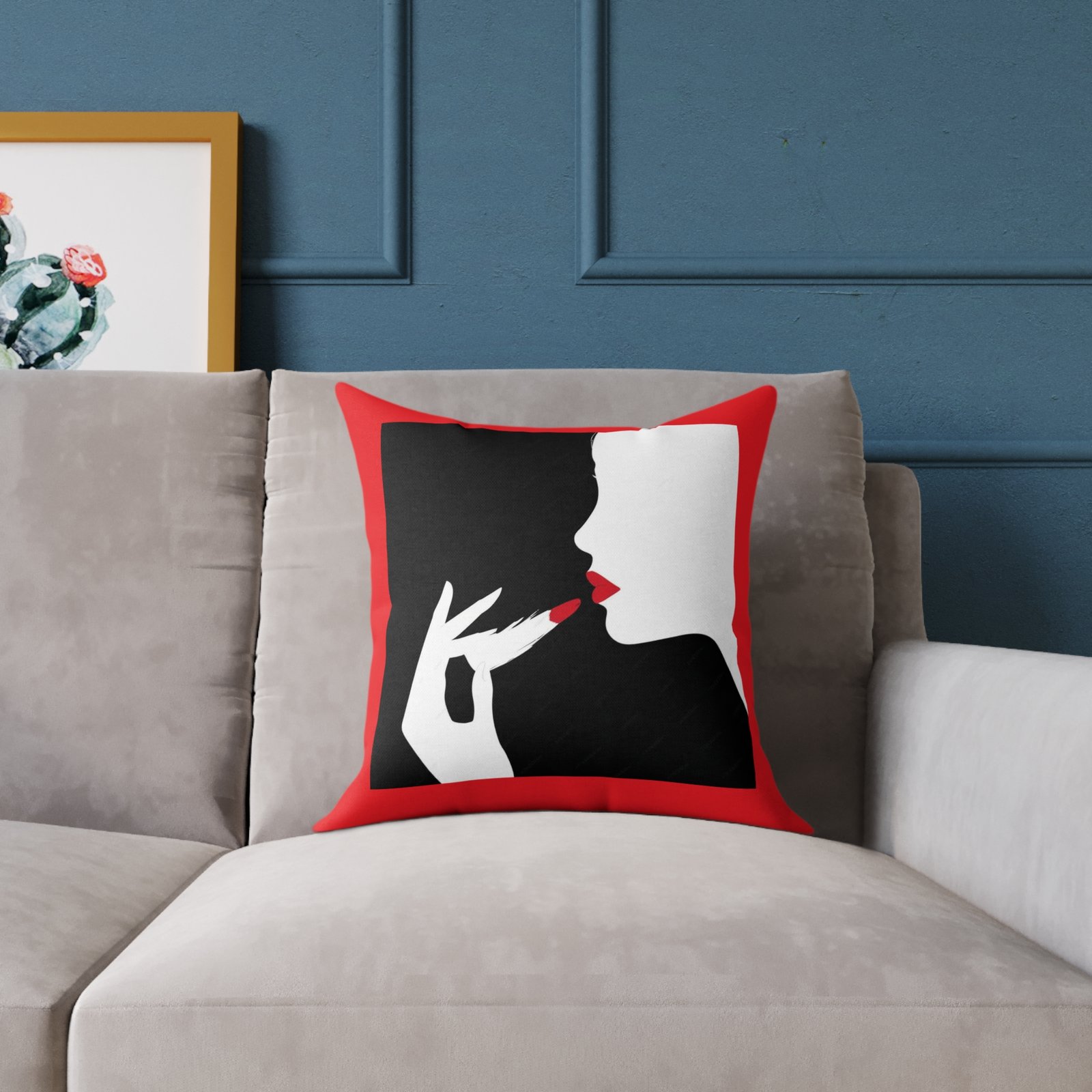 Black & White Square Poly Canvas Pillow - Image 3