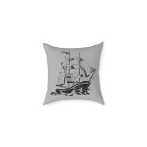 Square Pillow Ships Boats Yachts Sea Sailing Vessels Nautical Decor